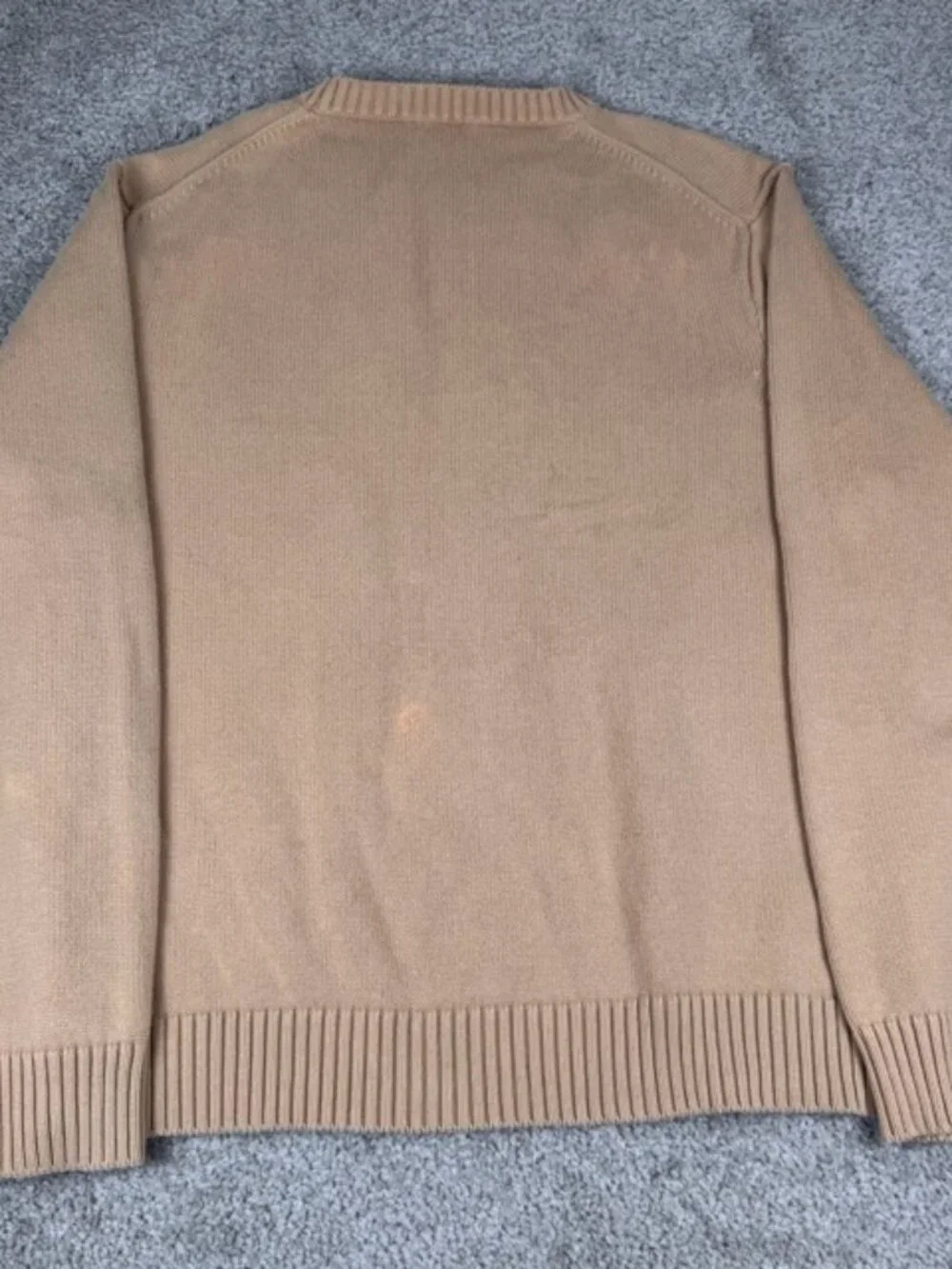 Vintage J Crew Sweater Men Camel Color Oarsman Logo Cotton Preppy Knit Size XL